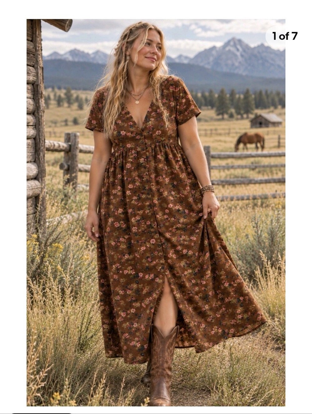 Natural Life Avery Corduroy Babydoll Dress Women Size M Prairie Western Boho